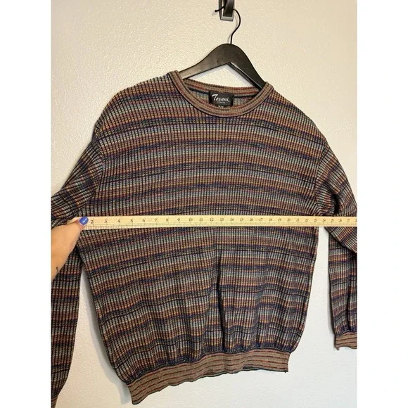 Vintage Tosani Canada Knit Sweater Mens Size Medium Pullover Colorful Cotton - Picture 4 of 6